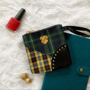 MAC Plaid Printed Gold Cosmetic Bag